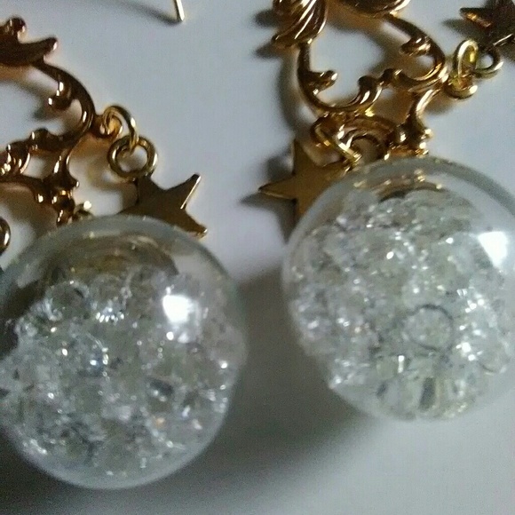 Glam Gold Plated Clear Rhinestone Drop Earrings - Picture 2 of 4